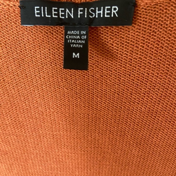 Eileen Fisher open cardigan size M in pumpkin color, cotton/silk blend - Picture 3 of 5